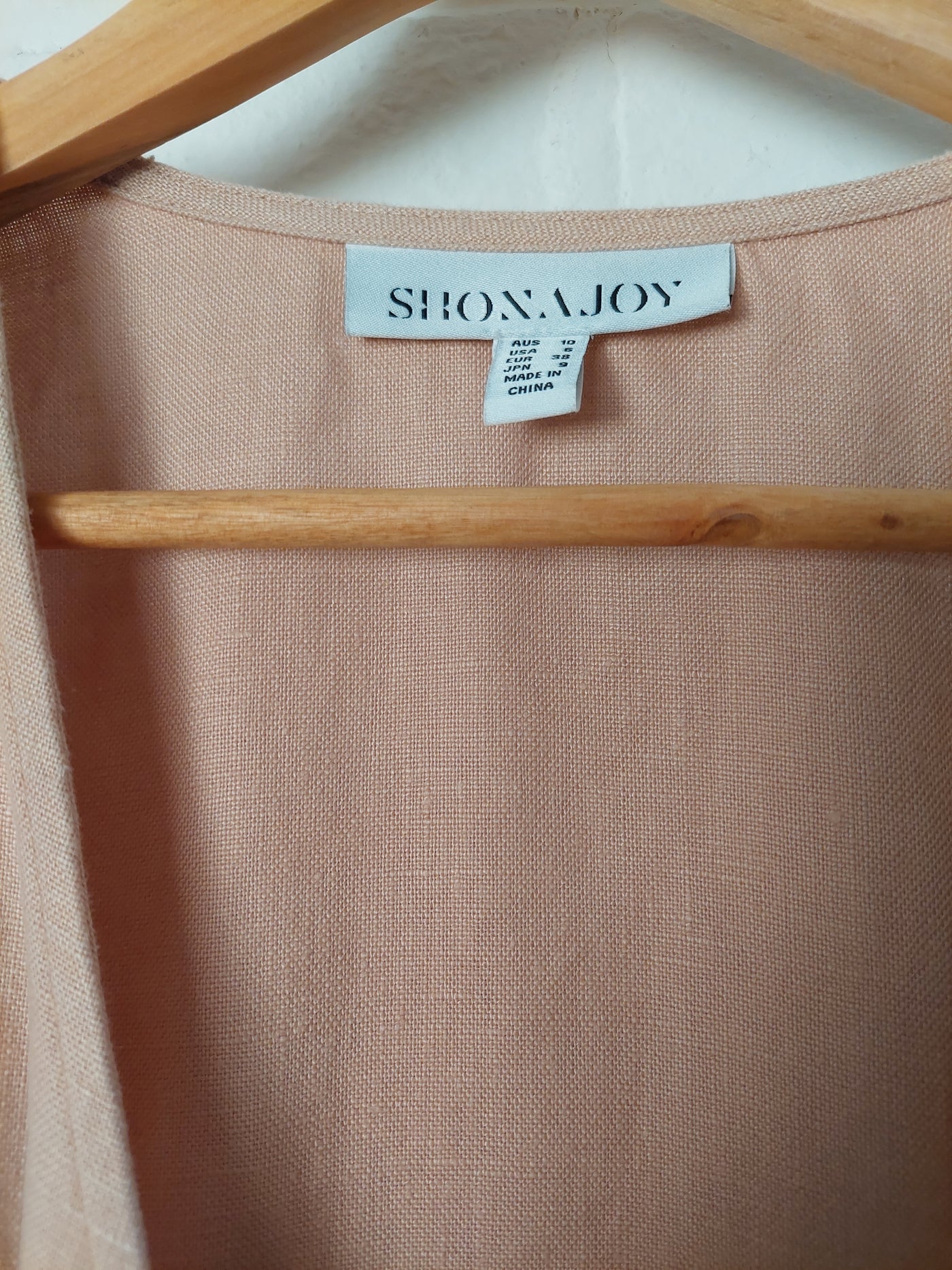 Shona Joy 'Ace' Linen Puff Sleeve Mini Dress in Desert Rose, Size 10