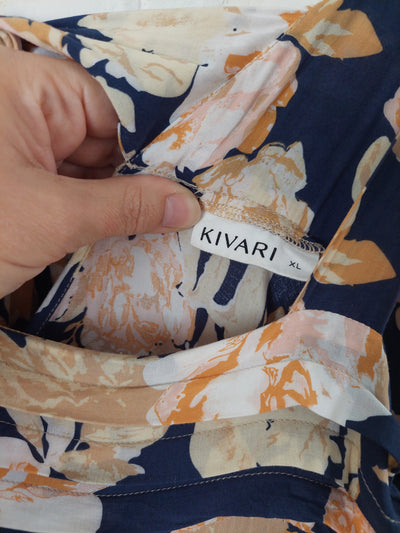 KIVARI Briar Strappy Maxi Dress - Navy Floral, Size XL (AU 14)