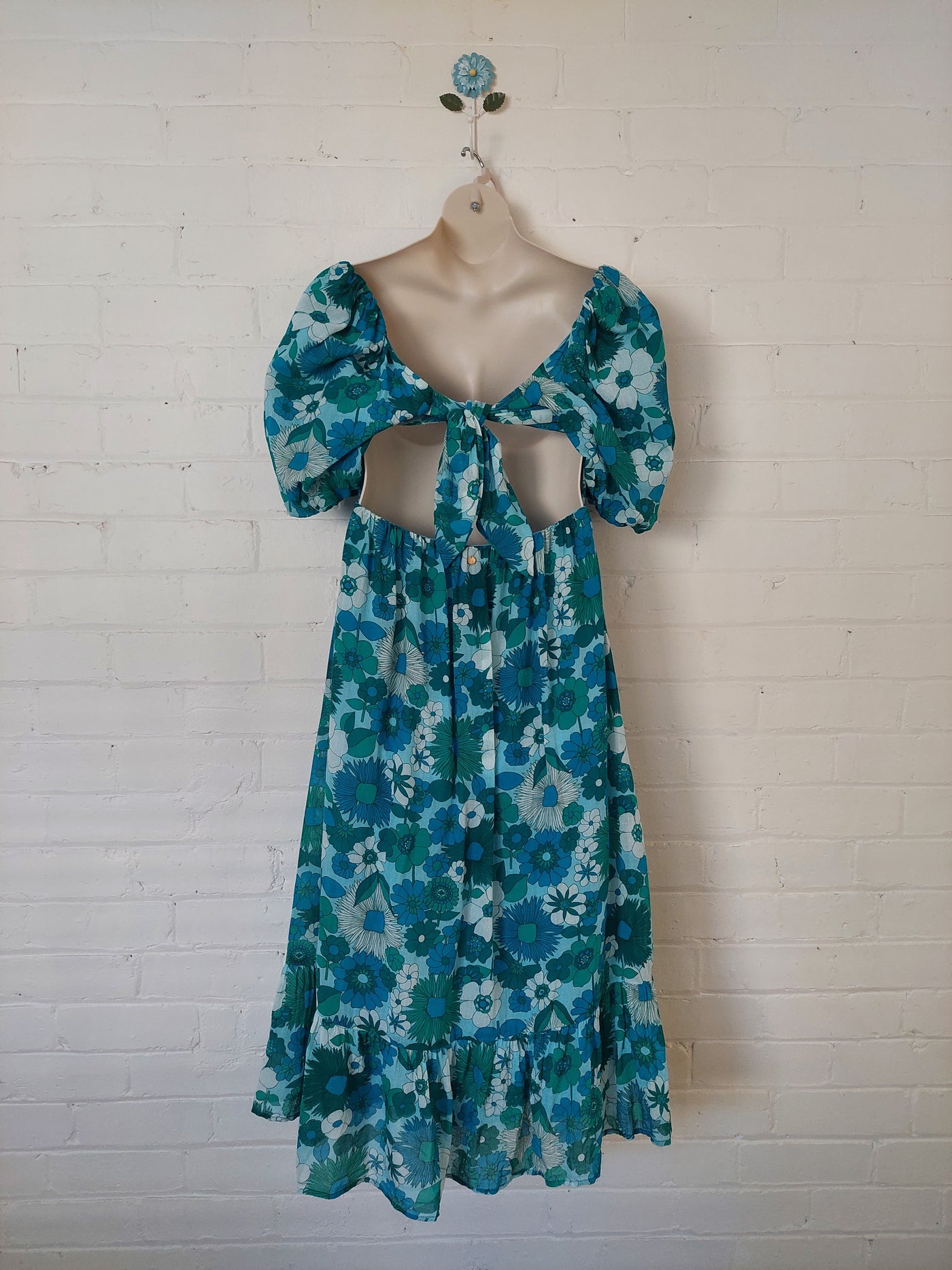 Antik Batik Lorette Lagoon Cotton Maxi Dress, Size L/42 (AU 14 / US 10)