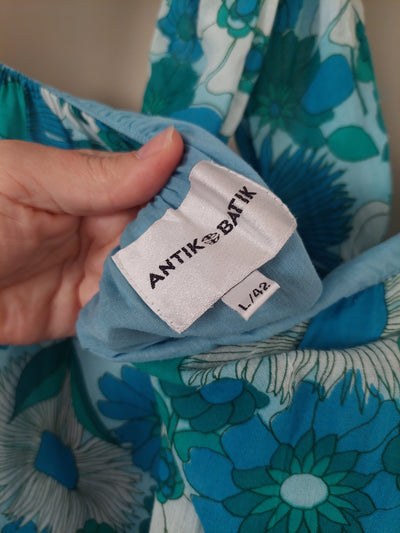 Antik Batik Lorette Lagoon Cotton Maxi Dress, Size L/42 (AU 14 / US 10)