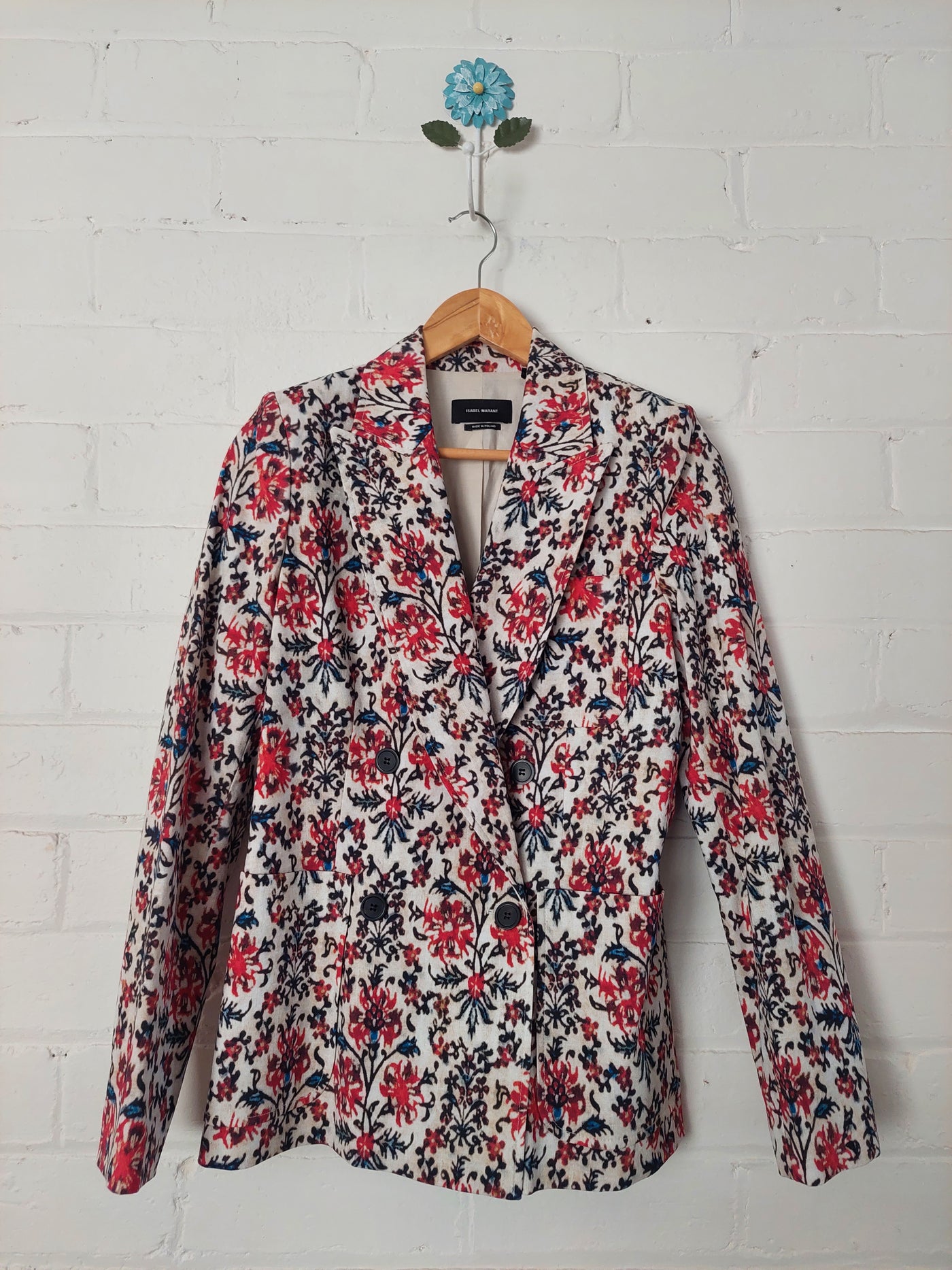 Isabel Marant BNWT Lenalia Floral Print Jacket in Red, Size 36 (8)