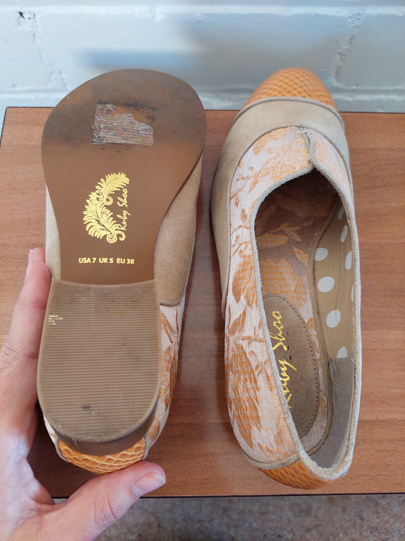 Ruby Shoo Brooke Sand Low Heel Loafer, Size USA 7 / UK 5 / EU 38