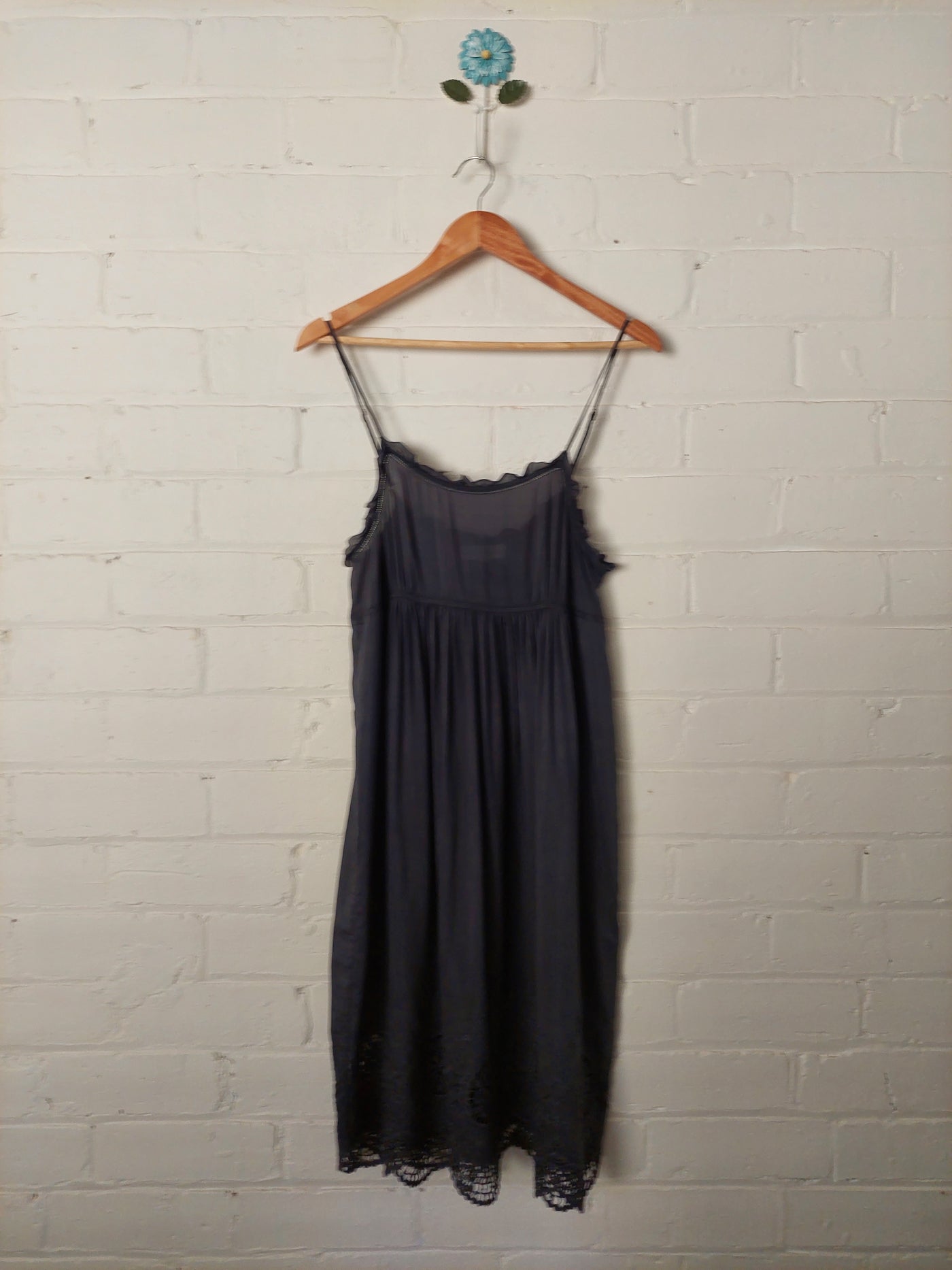 Lee Mathews Grey Silk / Cotton Slip Dress, Size 2 (10)