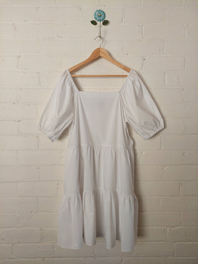 Second Female Athens tiered white cotton sun dress, Size M (10)