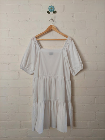 Second Female Athens tiered white cotton sun dress, Size M (10)