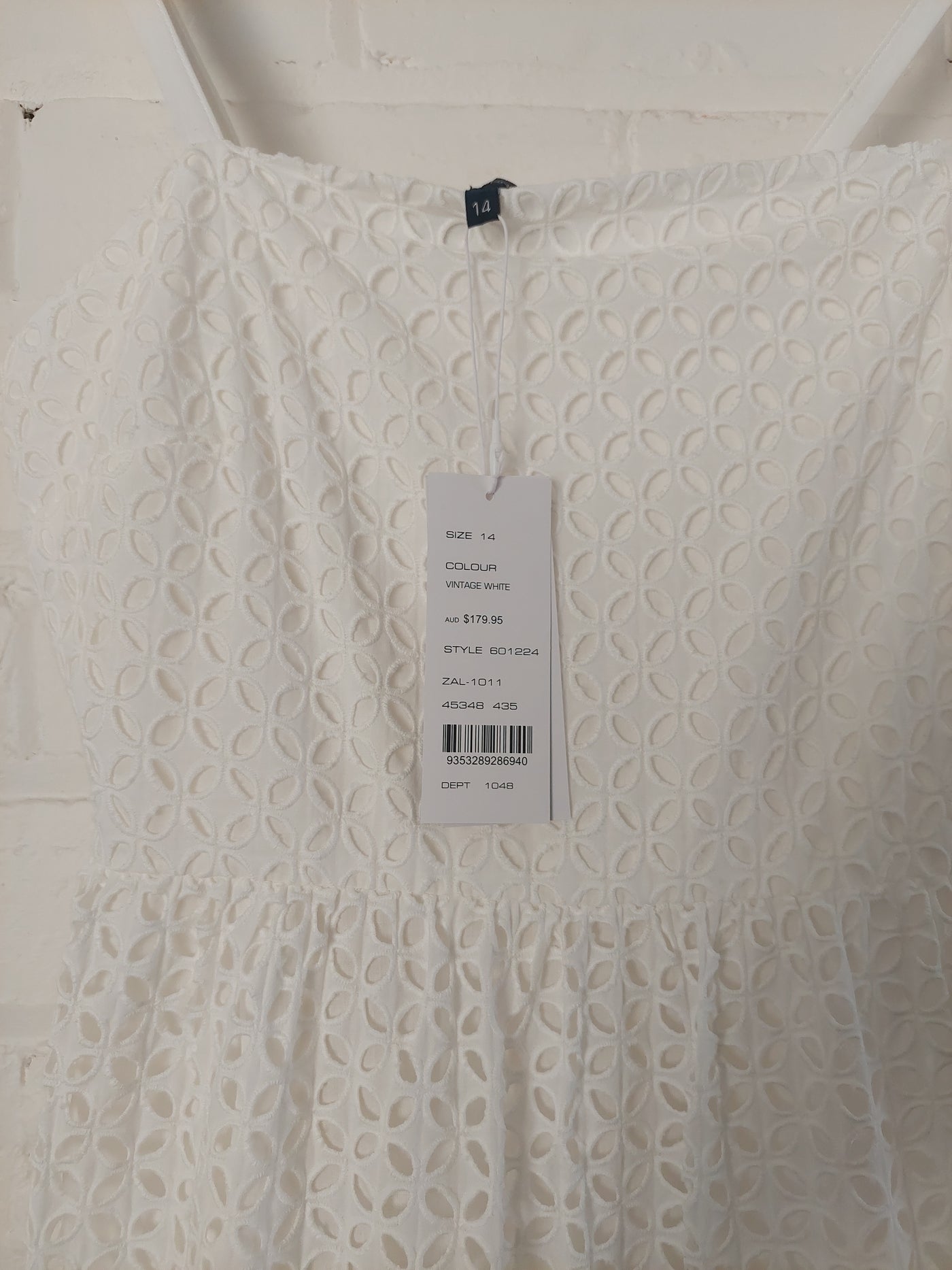 French Connection BNWT Cutwork Midi Dress - Vintage White, Size 14