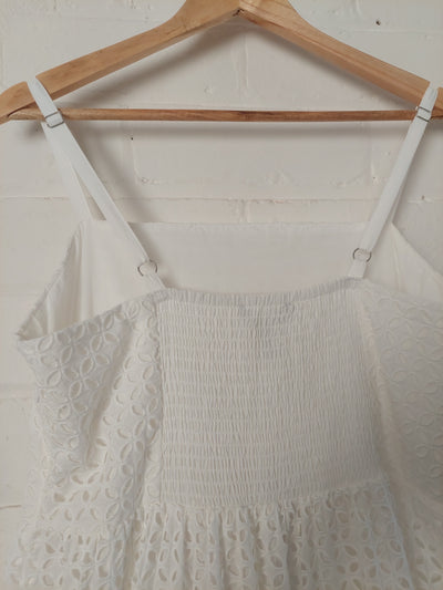 French Connection BNWT Cutwork Midi Dress - Vintage White, Size 14