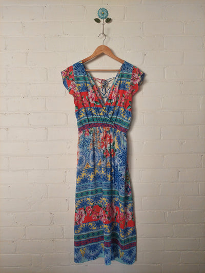 KACHEL Juliet V-Neck Midi Dress, Size 12
