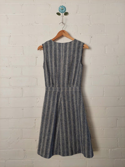 Trenery striped linen blend wrap dress, Size 8