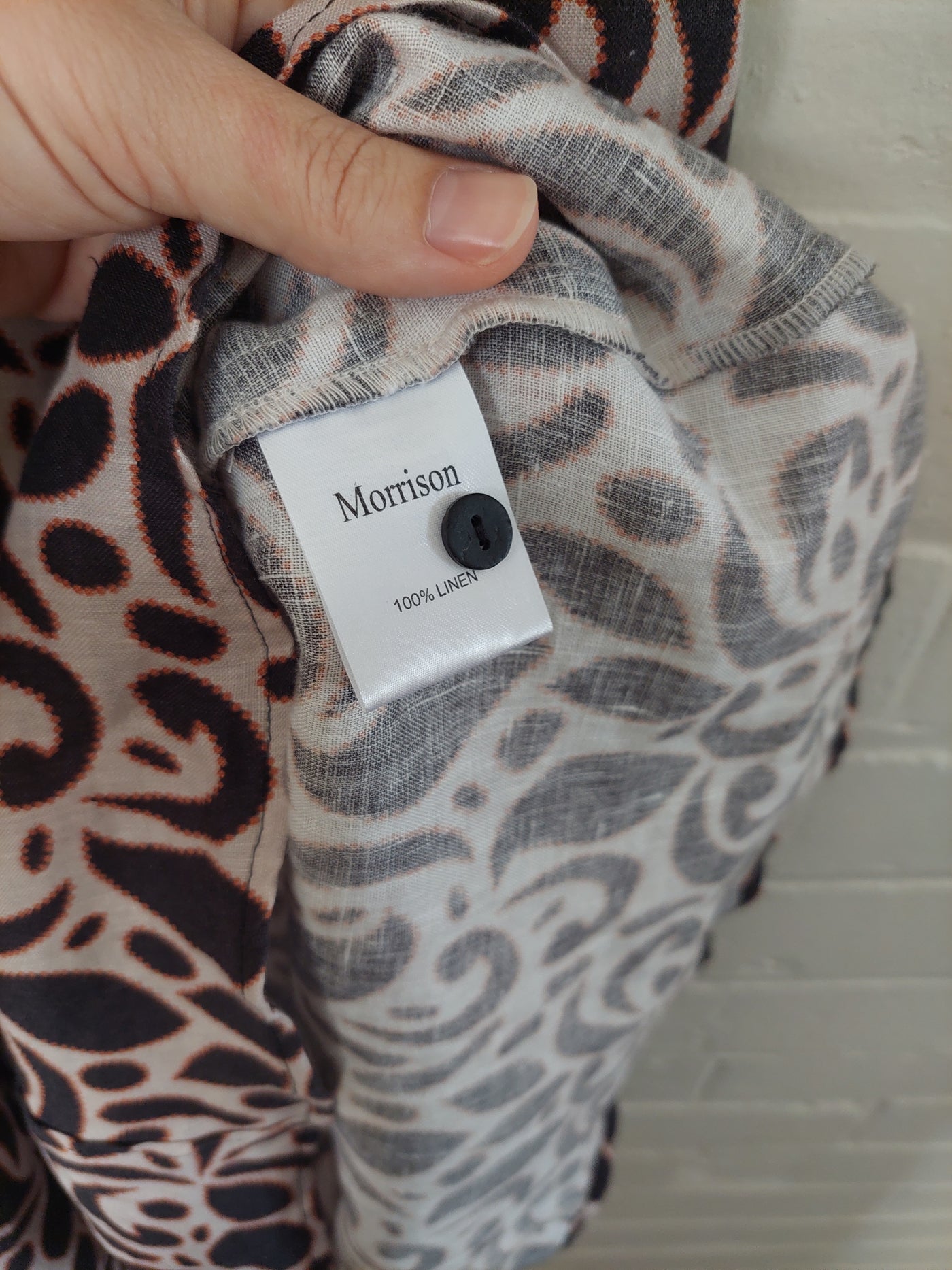 Exclusive Morrison Print 100% Linen Midi Dress, Size 3 (12 / M)