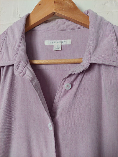 Trenery Stretch Linen blend Yarn Dyed Cap Sleeve Shirt Dress - Lilac, Size 12