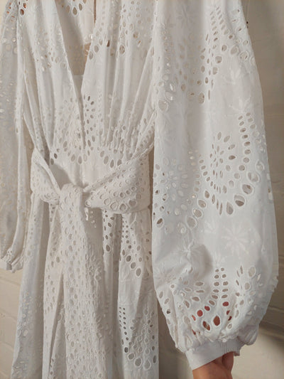 Husk BNWT Rapture Dress - White broderie, Size 10 - RRP $469
