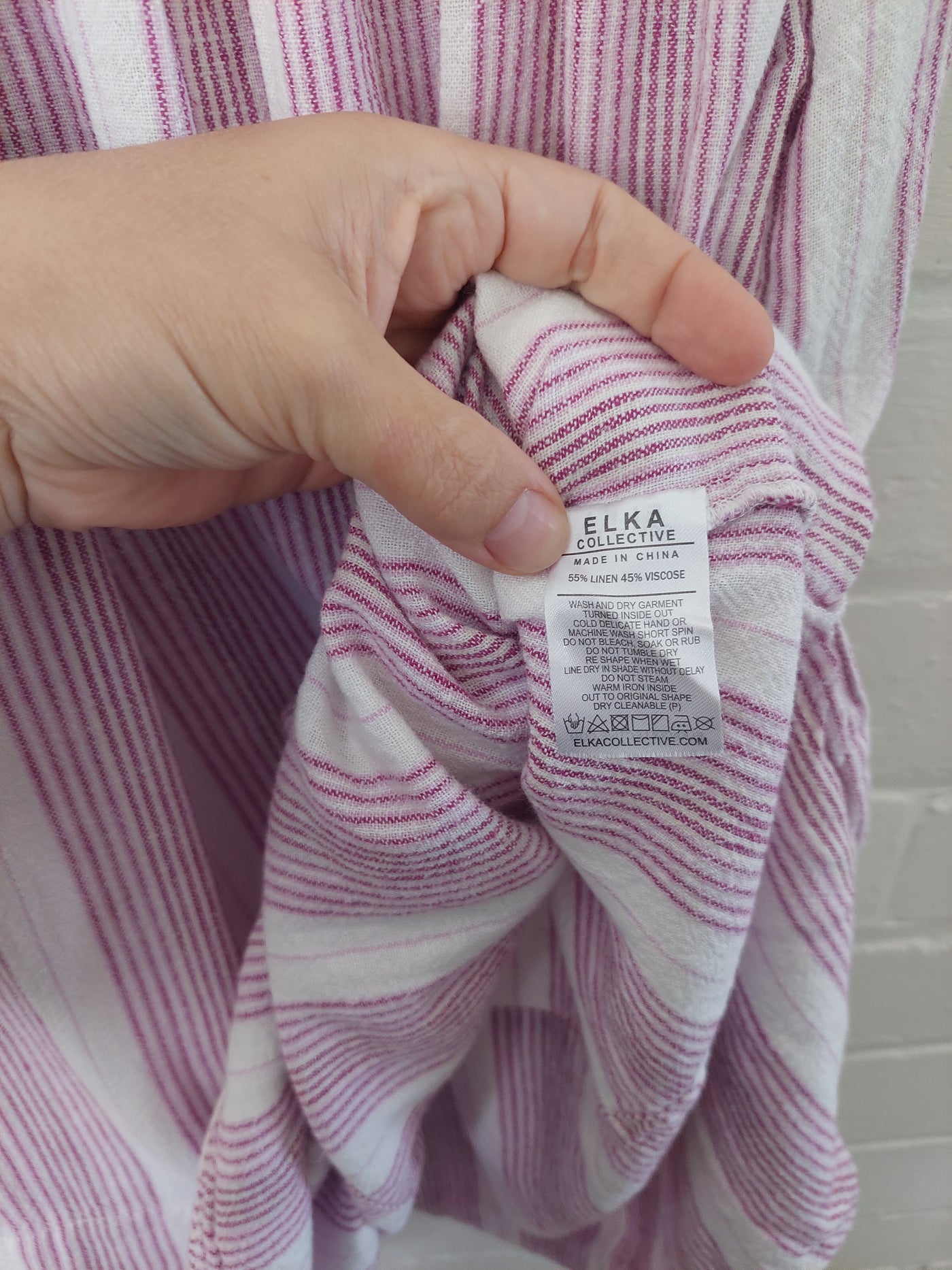 Elka Collective 'Esperance' Linen blend dress - Lilac Stripe, Size 12