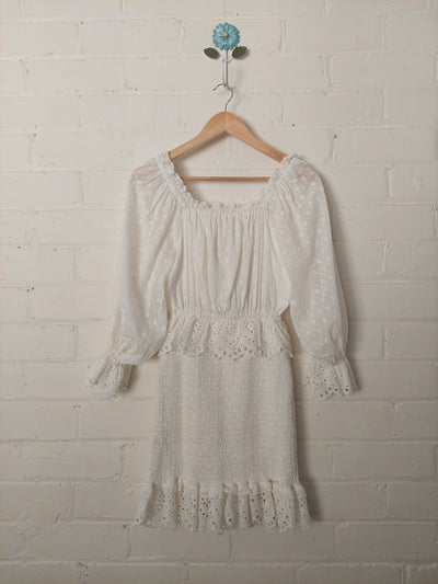 Spell & the Gypsy Collective BNWT 'Daisy Chain' Ruched Mini Dress, Size XS (AU 6 / US 2)