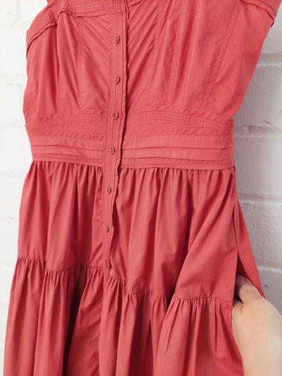 Ulla Johnson 'Isabela' Cotton Poplin Midi Dress in Burnt Henna, US Size 6 (AU 10)