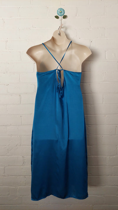 Arnhem Clothing BNWT 'Issey' Silk Slip Midi Dress in Royal Blue, Size 14