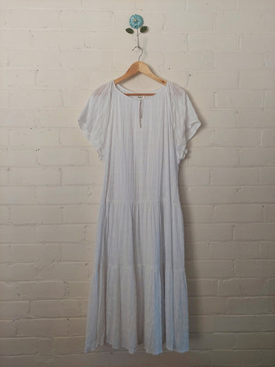 Seed Heritage BNWT Textured Relaxed Midi Dress - Whisper White, Size 14