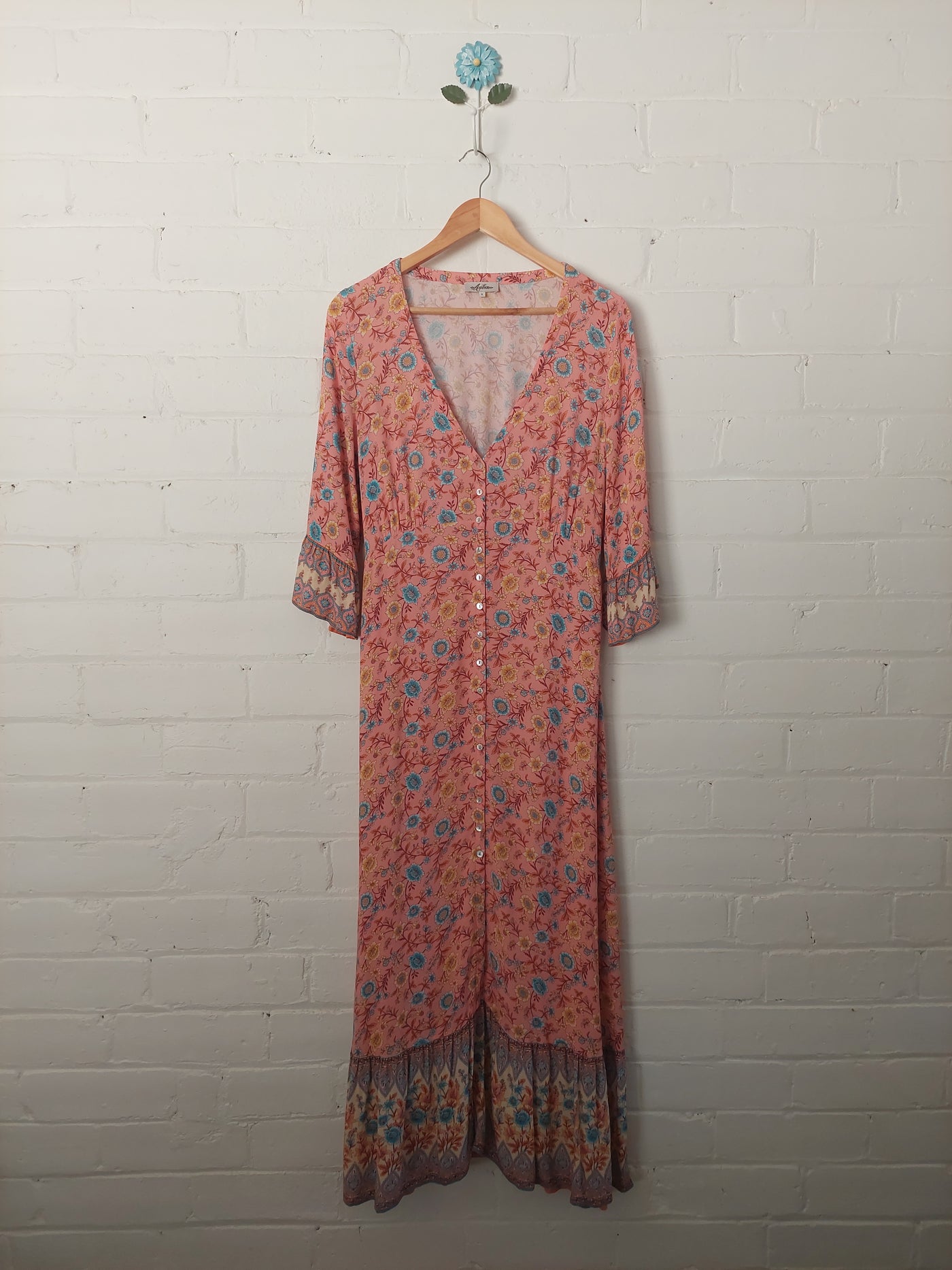 Arnhem Clothing Bijoux Maxi Duster Dress in Coral, Size 8