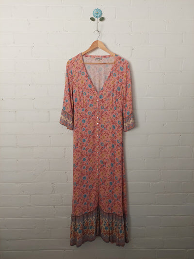Arnhem Clothing Bijoux Maxi Duster Dress in Coral, Size 8