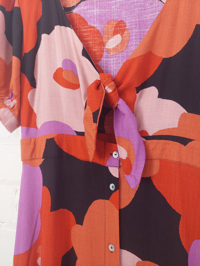 Mister Zimi 'Hazel' Midi Dress in Hibiscus print, Size 12