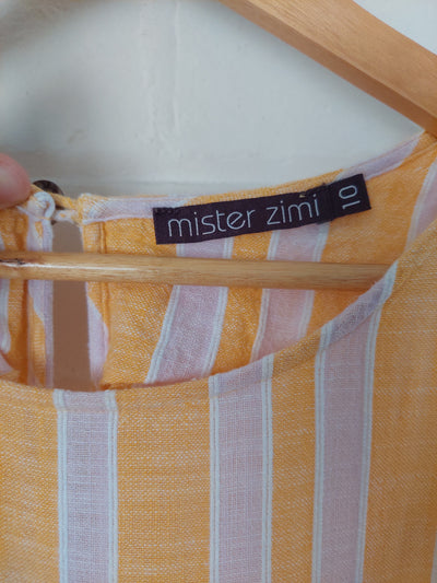 Mister Zimi 'Olivia' Midi Dress in Mustard Stripe, Size 10