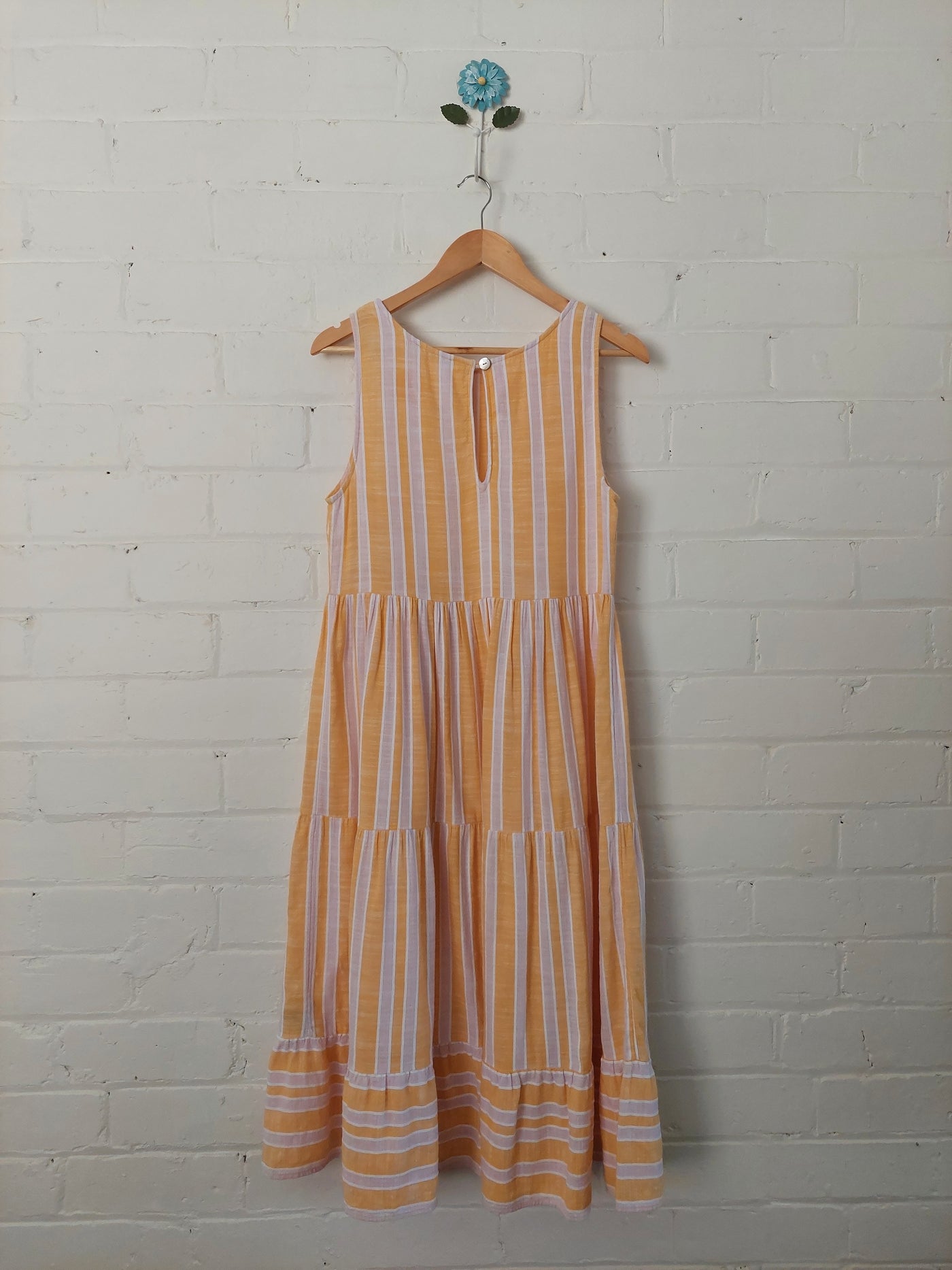Mister Zimi 'Olivia' Midi Dress in Mustard Stripe, Size 10