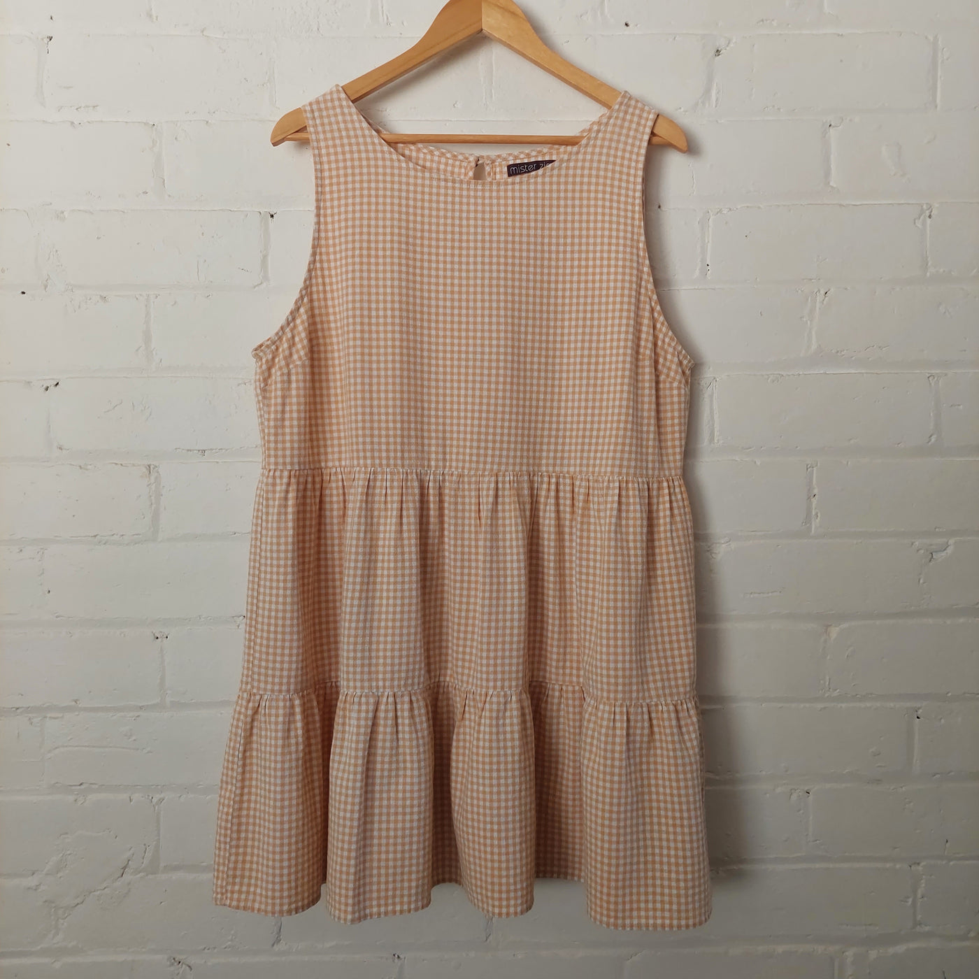 Mister Zimi 'Olivia' Mini Dress in Mustard Gingham, Size 16