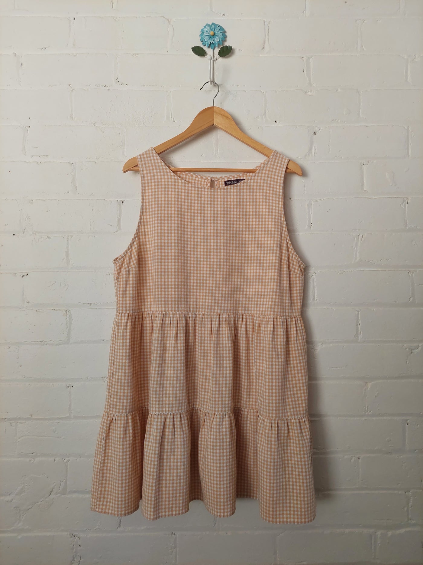 Mister Zimi 'Olivia' Mini Dress in Mustard Gingham, Size 16