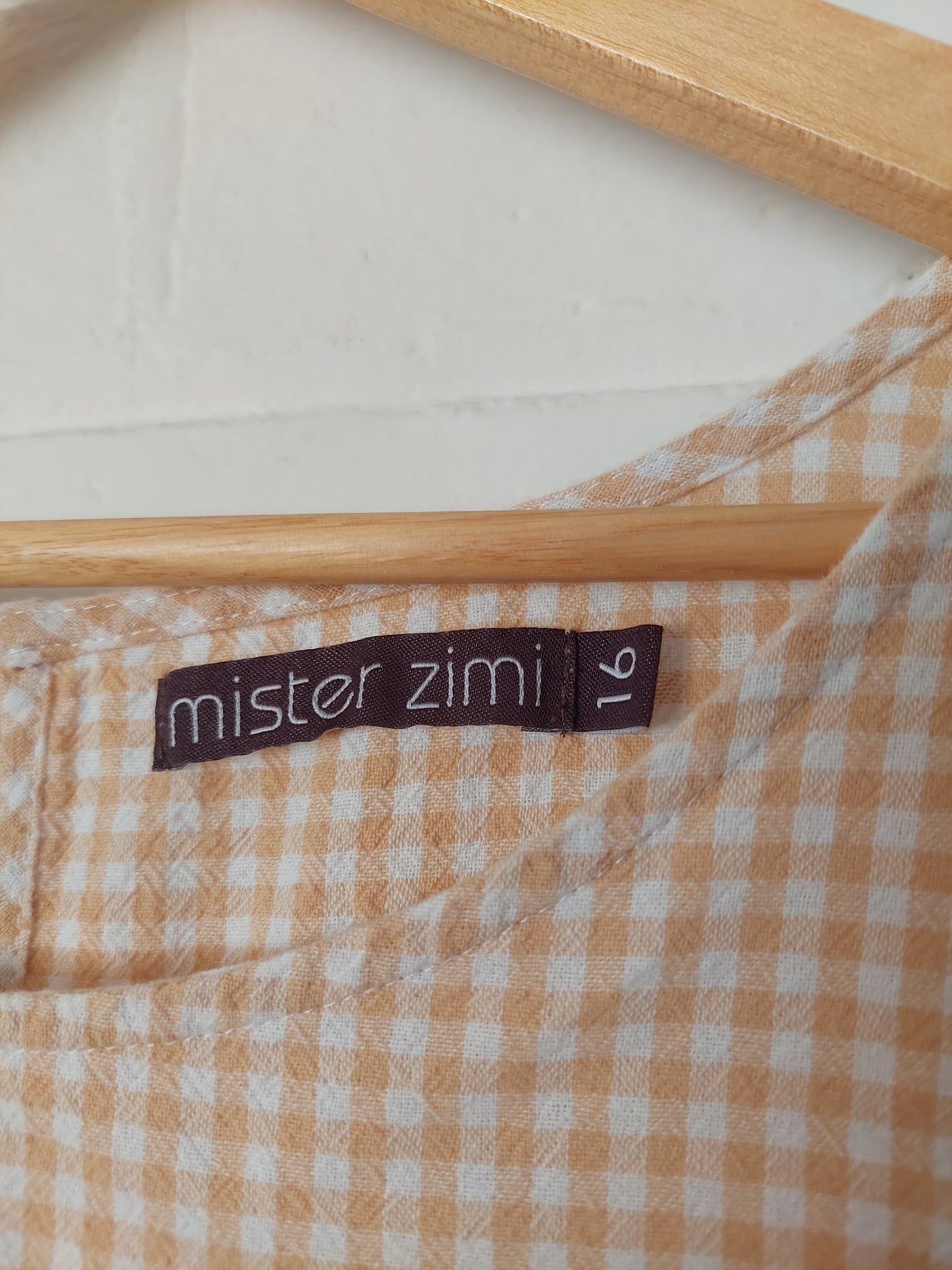 Mister Zimi 'Olivia' Mini Dress in Mustard Gingham, Size 16