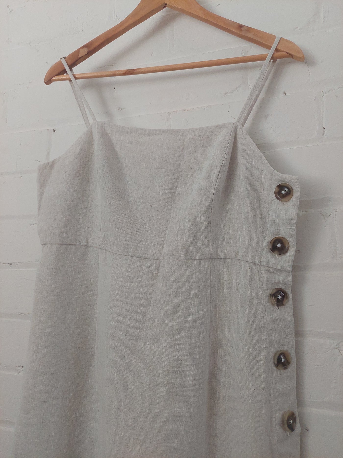 Shona Joy 'Aluaro' Fitted Midi Dress in Natural Linen, Size 12