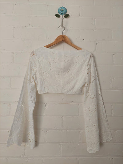 Alice McCall 'Obscurity' Crop Top - White Broderie, Size AU 8