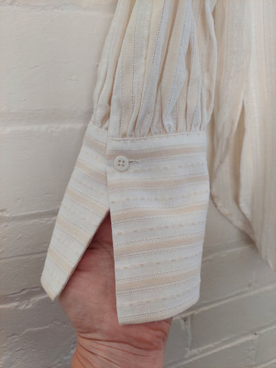 Shona Joy BNWT 'Lindsay' Shirred Sleeve Shirt in Ivory Natural, Size 12
