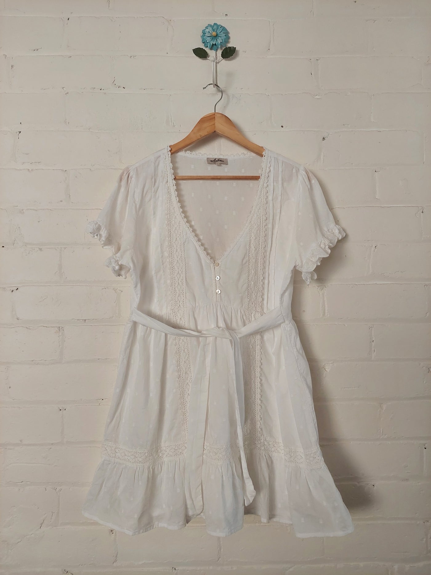 Arnhem Clothing Heavenly Organic Cotton Mini Dress in Shell, Size 12