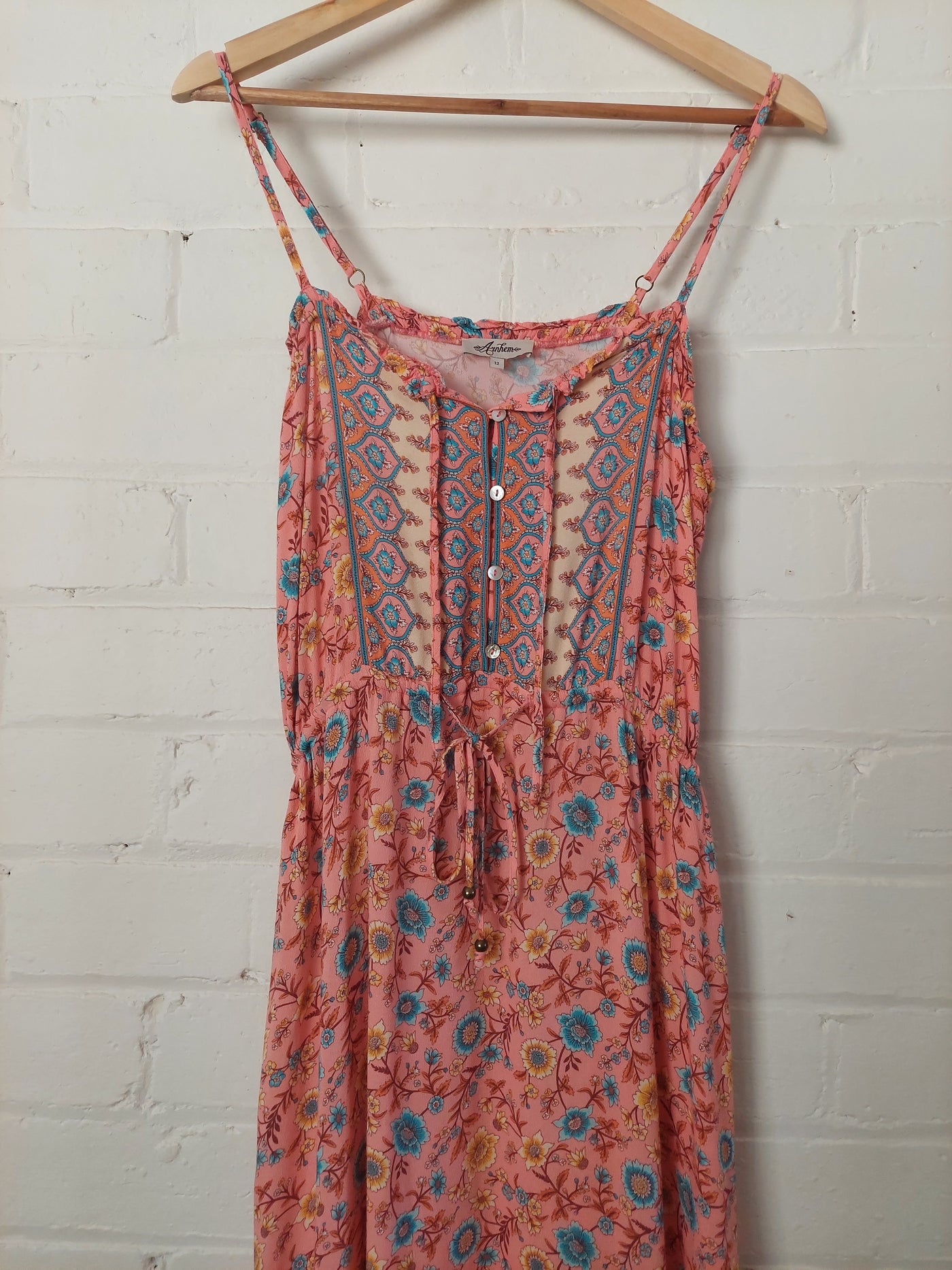 Arnhem Clothing 'Bijoux' Strappy Midi Dress in Coral, Size 12