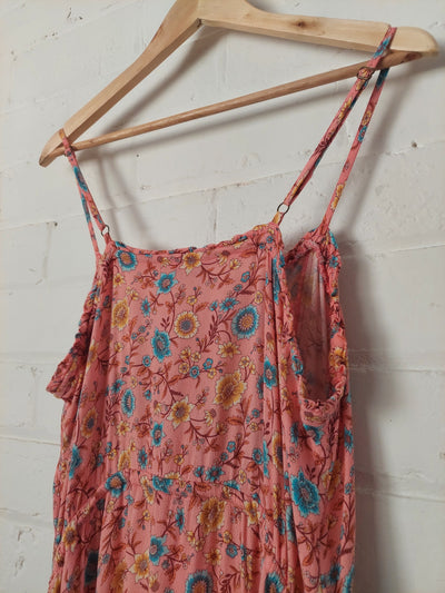 Arnhem Clothing 'Bijoux' Strappy Midi Dress in Coral, Size 12