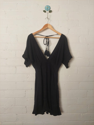 Kivari Short Sleeve Black Mini Dress, Size S (AU 8)