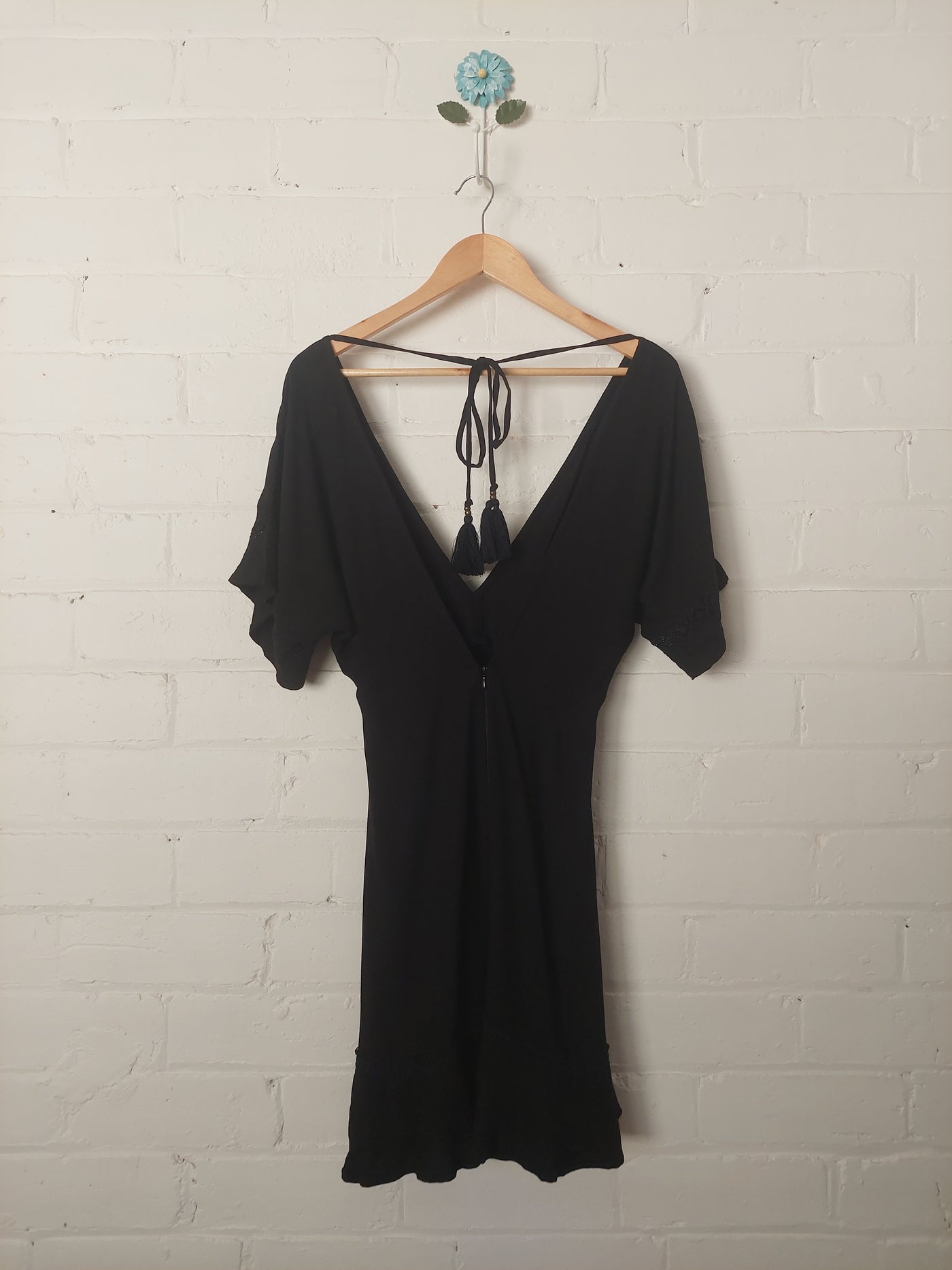 Kivari Short Sleeve Black Mini Dress, Size S (AU 8)