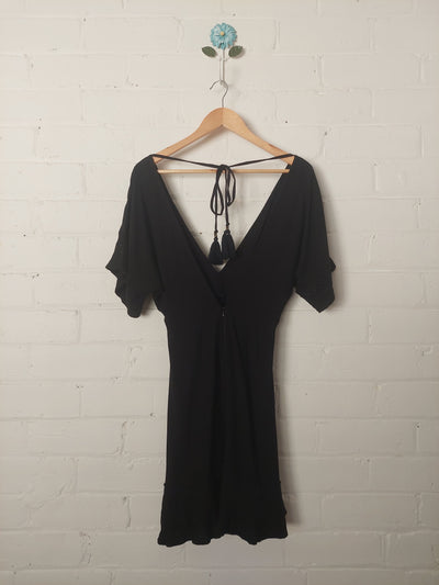 Kivari Short Sleeve Black Mini Dress, Size S (AU 8)