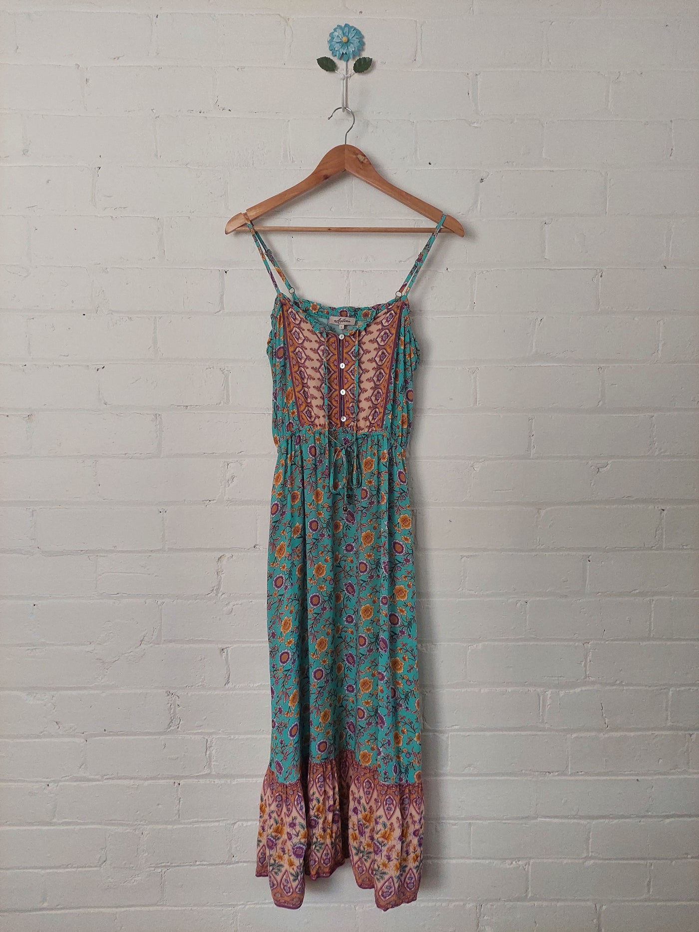 Arnhem Clothing Bijoux Strappy Midi Dress in Turquoise, Size 6