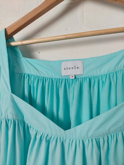 Steele Cosima Cotton Poplin Midi Dress in Turquoise, Size M (AU 10)