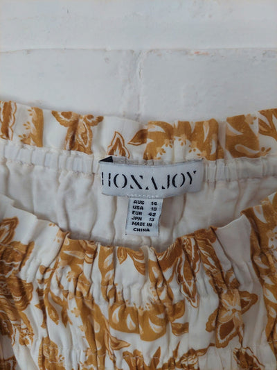 Shona Joy Saffron Shirred Tiered Midi Dress, Size 14