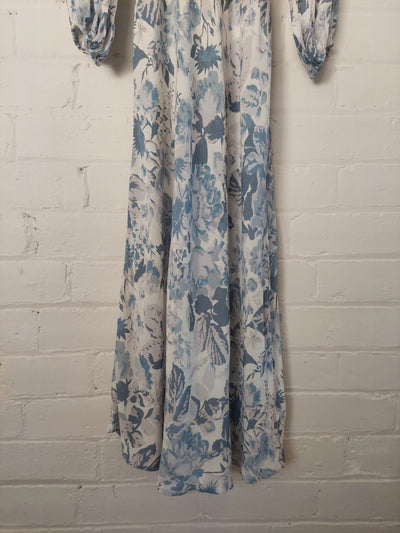 Kivari BNWT Nina Cut Out Maxi Dress - Blue Toile, Size 8