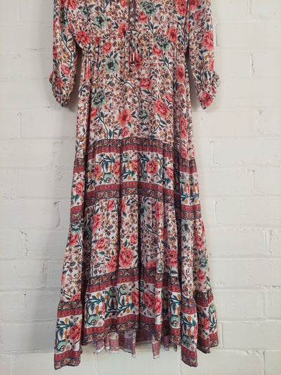 Arnhem Clothing Juliette Maxi Dress in Ivory Rose, Size 10