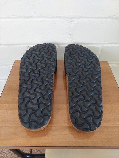 Birkenstock Madrid Black Leather Sandal, Size EU 38 / AU 7