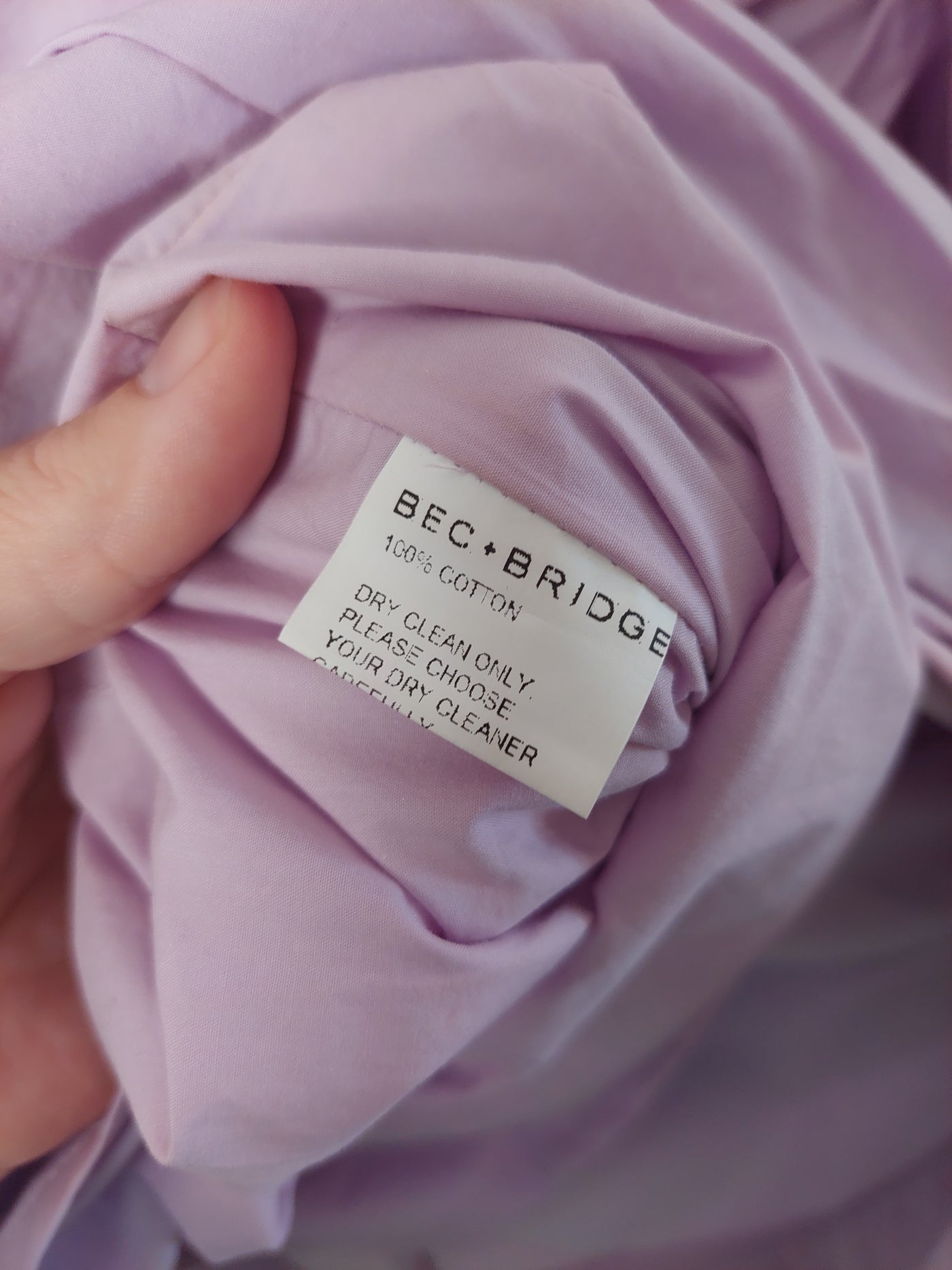 Bec & Bridge Winslowe Ruched Long Sleeve Mini Dress in Lilac, Size 12