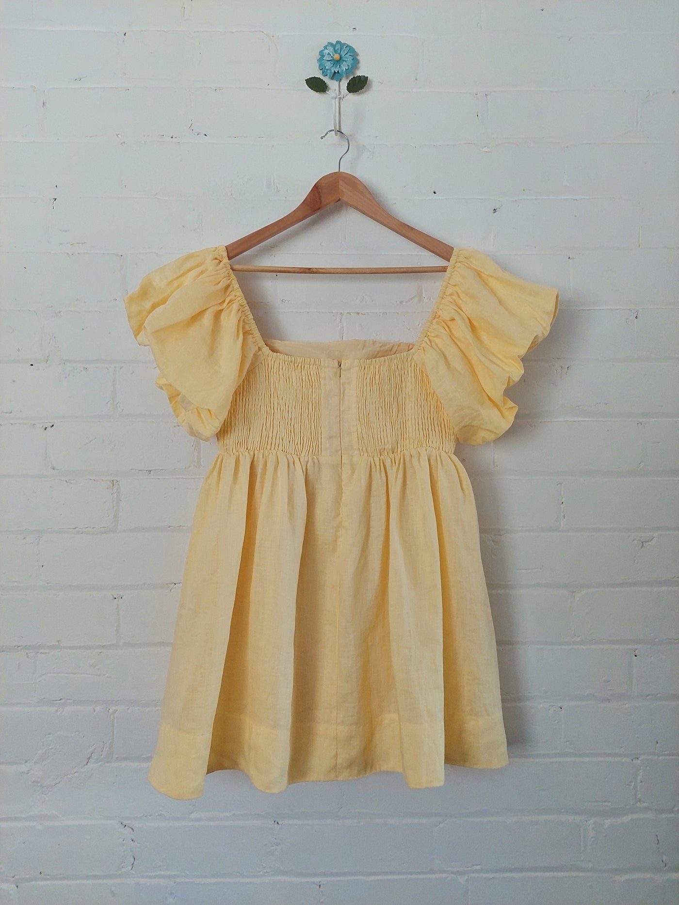 Sovere BNWT Relish Linen Mini Dress in Lemon Butter, Size 14