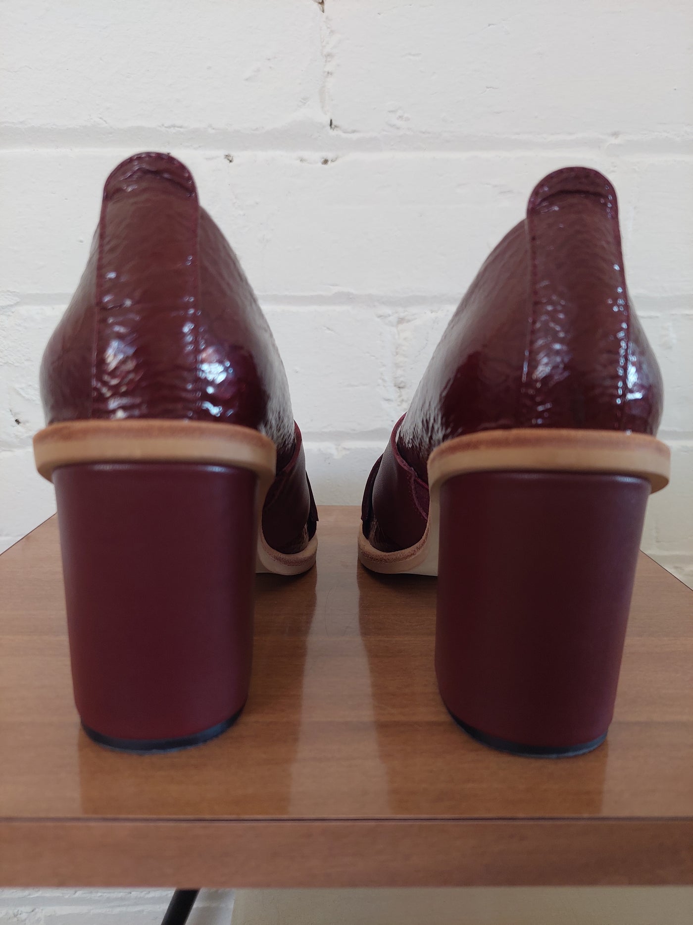 Gorman Burgundy Leather Block Heel Pump, Size EU 36 / AU 5