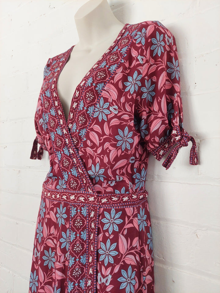 Arnhem Clothing Marigold Midi Wrap Dress in Rhubarb, Size 10 – Mint Preloved