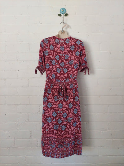 Arnhem Clothing Marigold Midi Wrap Dress in Rhubarb, Size 10
