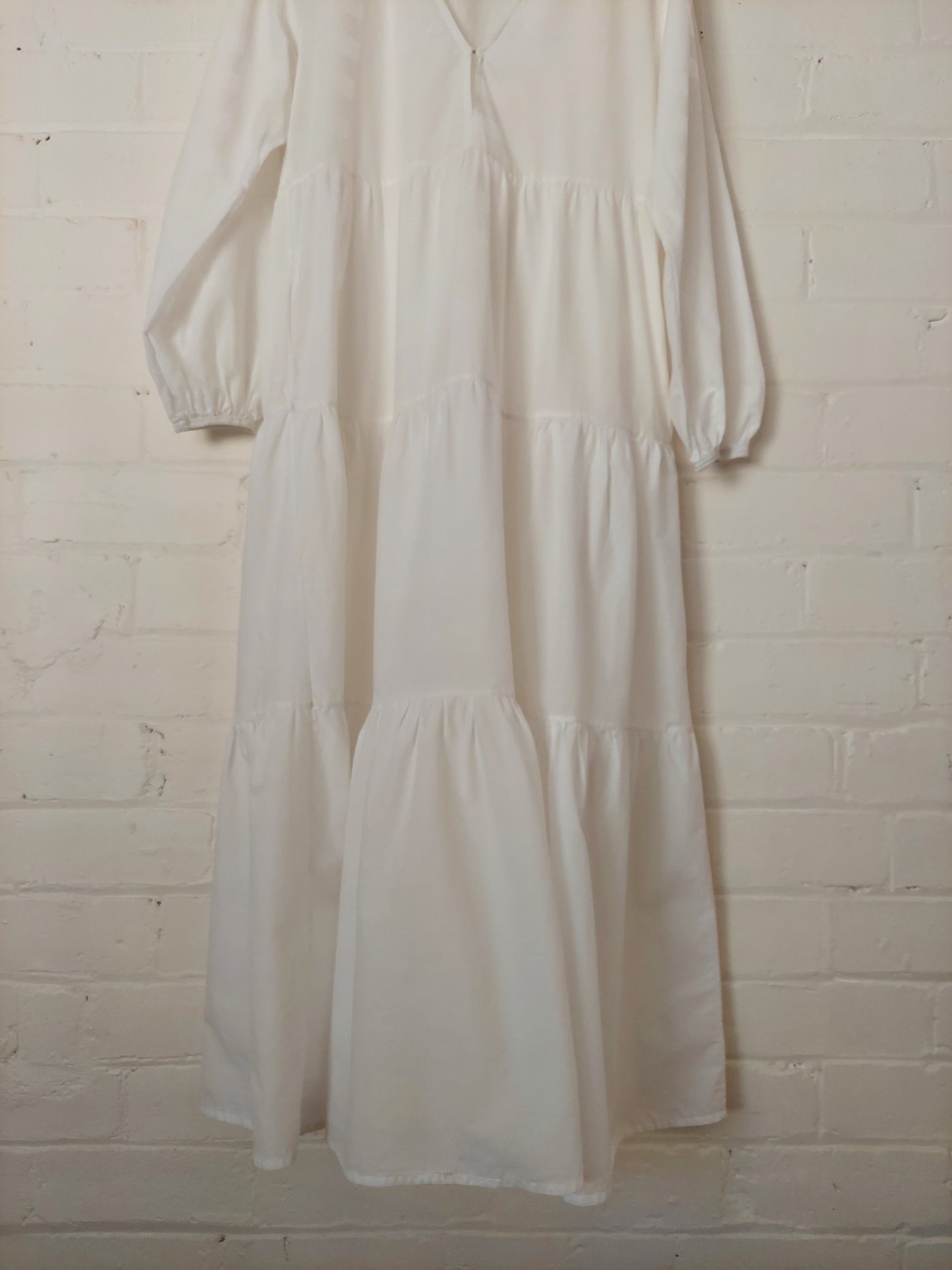 Matteau Long Sleeve Tiered Maxi Dress in White, Size 2 (AU 8 / US 4)